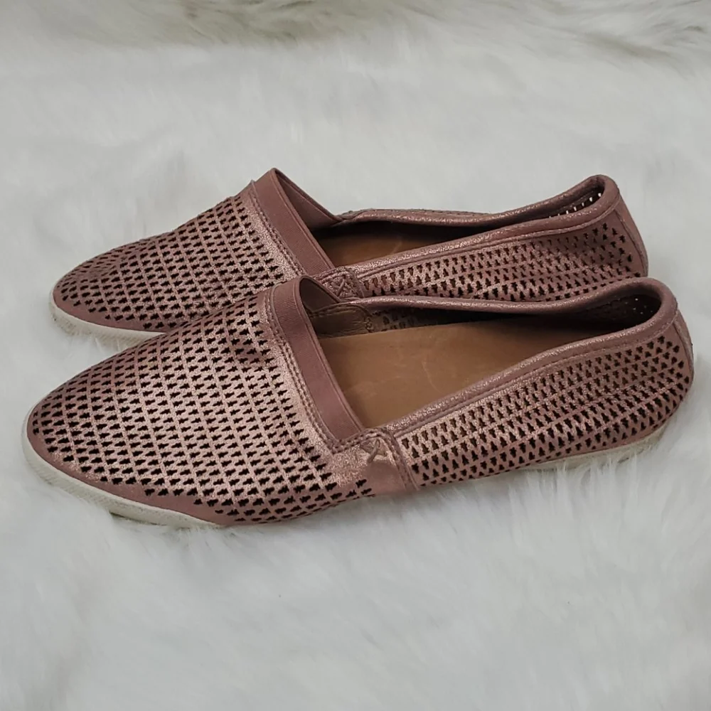 Frye Rose Gold Perforated Slip-On Flats